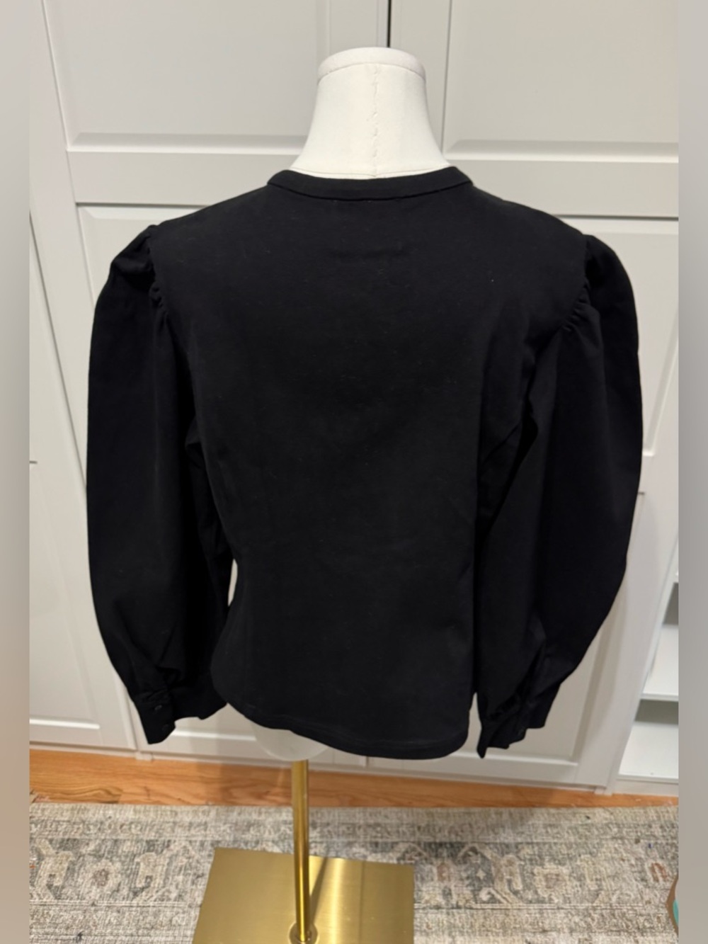 Tuckernuck Hyacinth House Black Denim Front Zip Puff-Sleeve Anderson Blouse X/XL - Picture 6 of 12